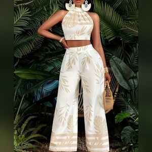 Women's Elegant Tropical Print Two-Piece